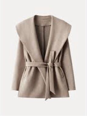 OGL FuzzLuxe Belted Shawl Collar Robe Jacket with Pockets NWT Medium Taupe RARE